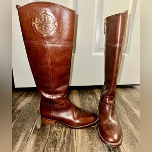 Tory Burch Rich Brown Leather Heeled Boots
